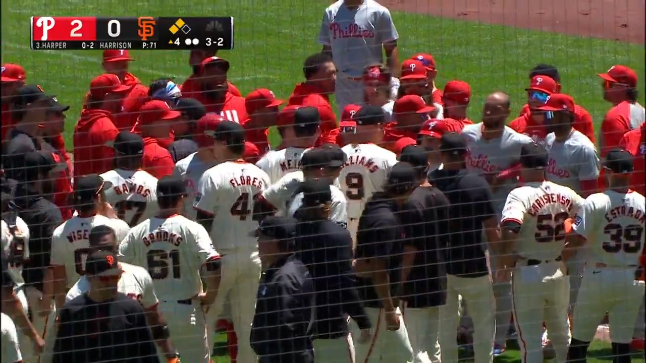 Benches clear in San Francisco after closecall pitch with Phillies