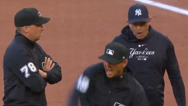 Yankees manager Aaron Boone is ejected after arguing interference call