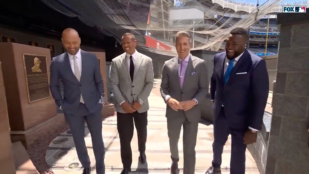 The 'MLB on FOX' crew takes a stroll through Monument Park at Yankee Stadium