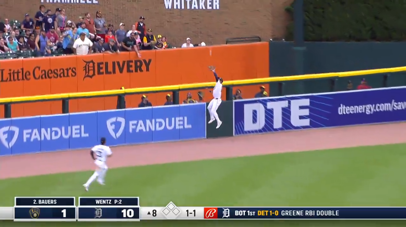 Tigers' Matt Vierling defies gravity and robs Jake Bauers of a home run