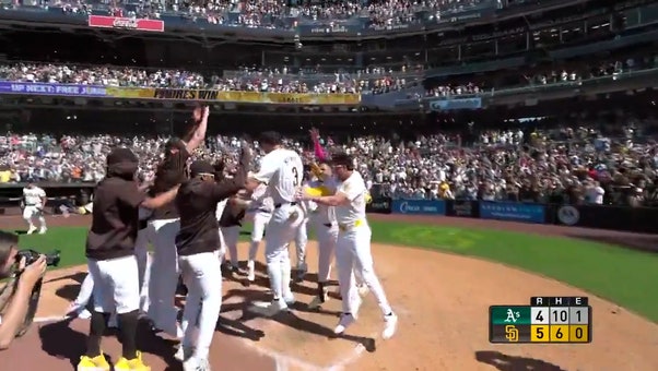 Jackson Merrill hits walk-off home run, his second of the day, in Padres' 5-4 victory over Athletics