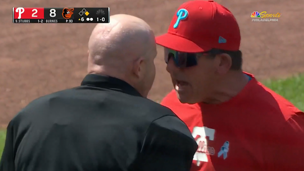 Phillies' Rob Thomson gets ejected after a heated argument with umpire Mike Estabrook