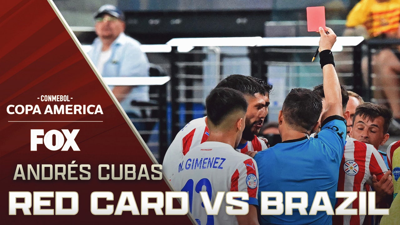 Paraguay's Andrés Cubas receives a RED CARD vs. Brazil | 2024 Copa América