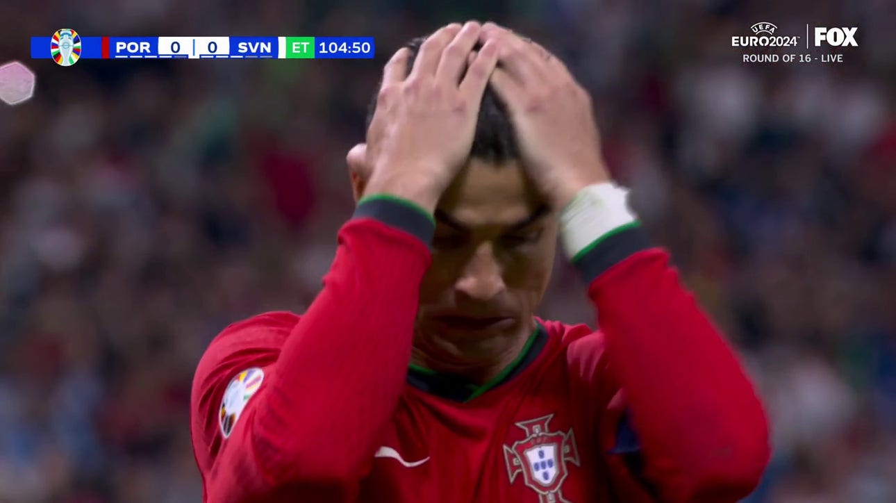 Cristiano Ronaldo misses penalty kick as Portugal stays even at 0-0 with Slovenia | UEFA Euro 2024 | Round of 16