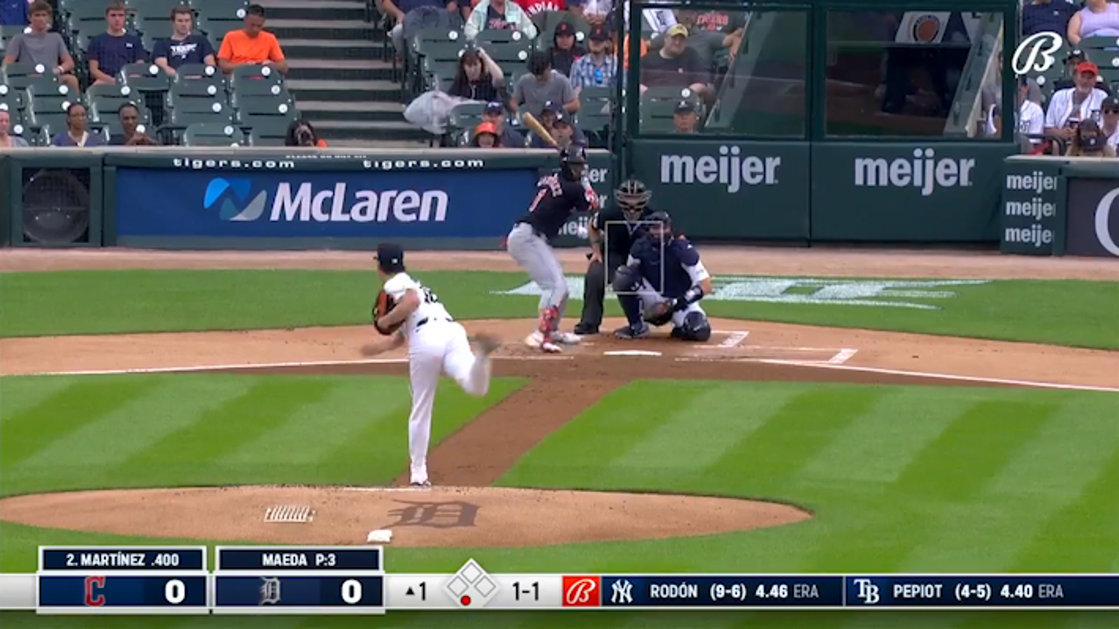 Ángel Martínez slams his first major league home run to give the Guardians an early lead over the Tigers