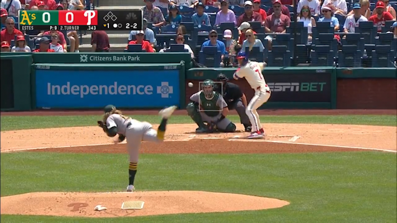 Phillies' Trea Turner smashes a lead off home run vs. Athletics
