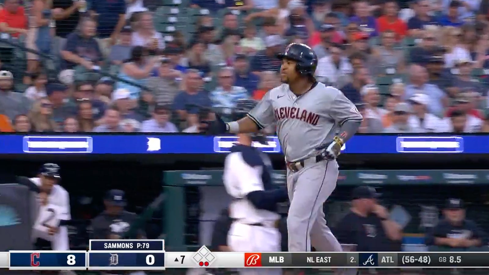 José Ramírez smacks his second homer of the game, extending the Guardians' hefty lead over the Tigers