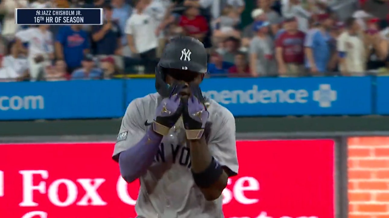 Jazz Chisholm hits a solo home run against the Phillies, his third homer in three games as a Yankee