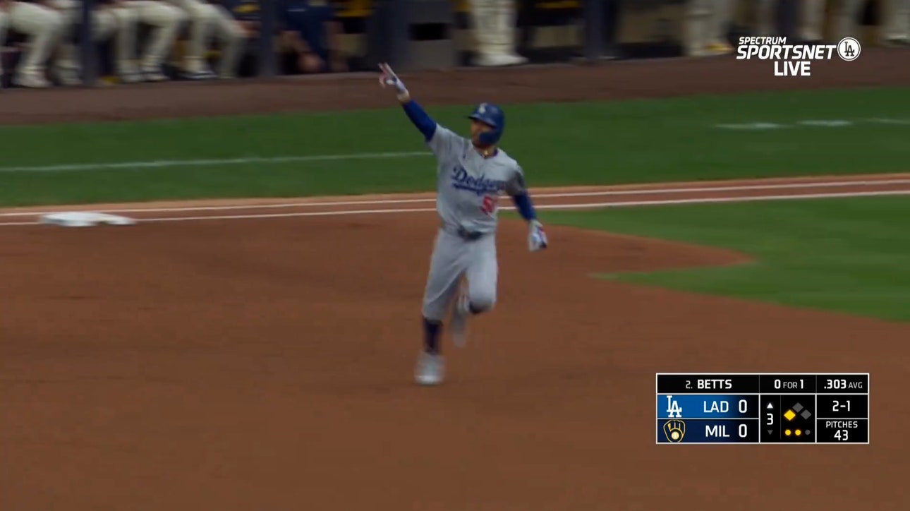 Mookie Betts CRUSHES a home run in his first game back from injury, giving Dodgers lead over Brewers