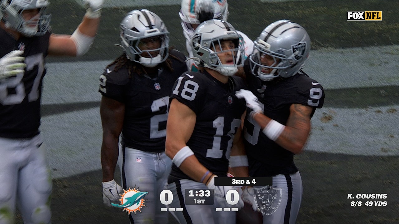 Kirk Cousins finds Jack Bech for 15-yard TD, giving Raiders lead over Dolphins | NFL Highlights