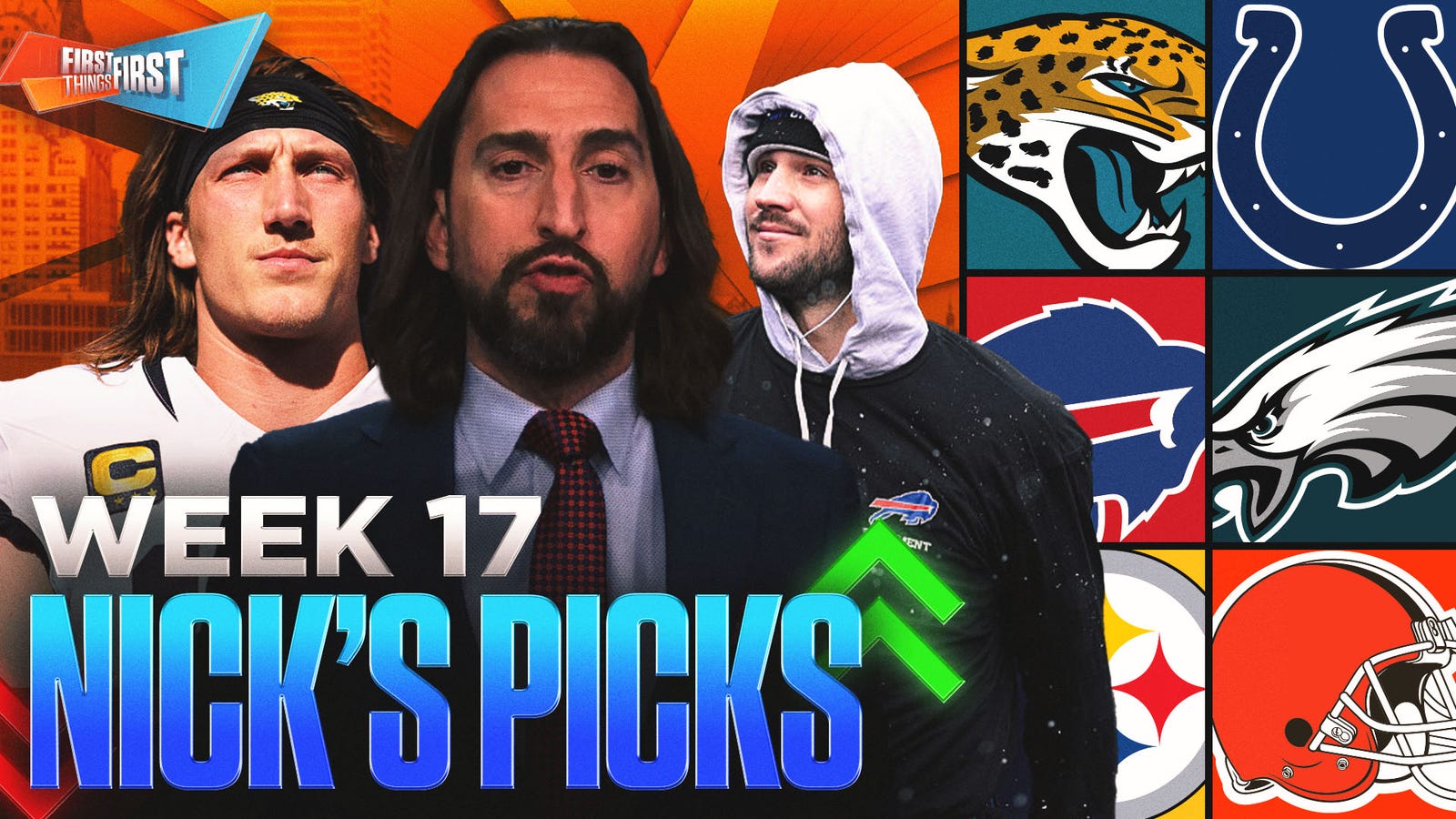 Hammer Jaguars, Steelers and Bills as favorites in Nick Wright's Week 17 Picks | First Things First