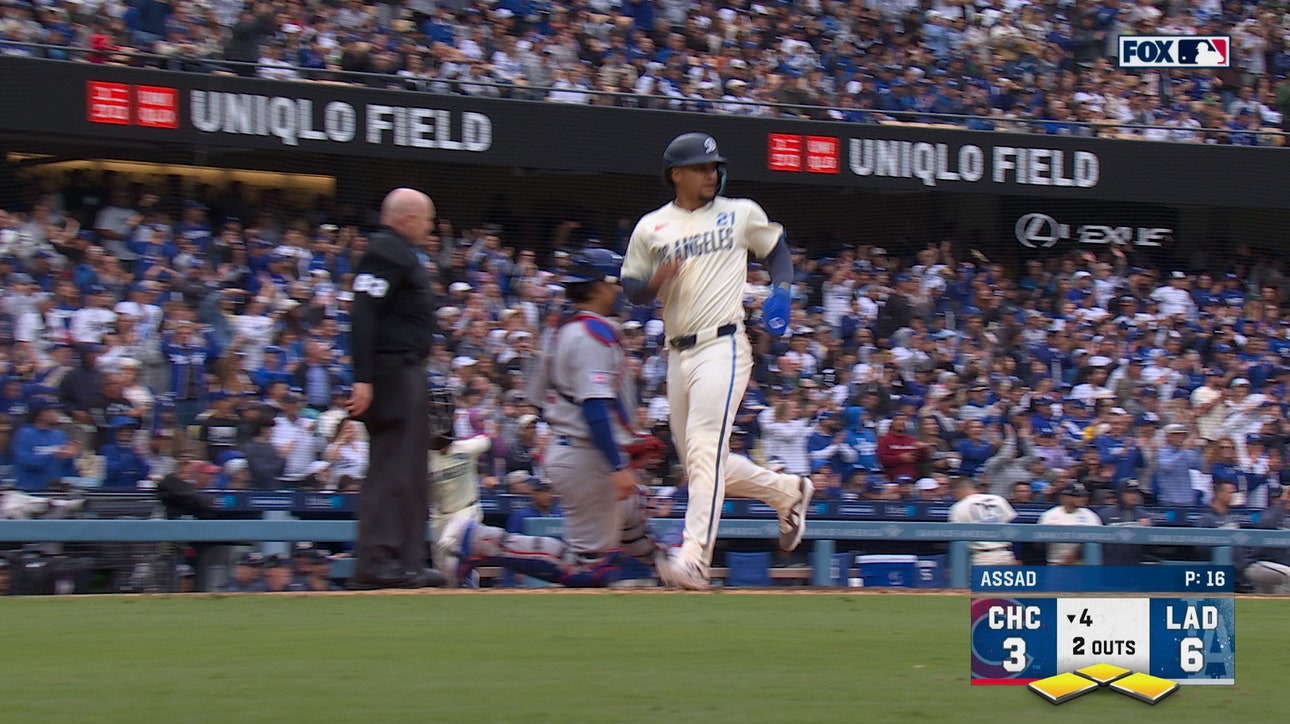 Dodgers score five runs in fourth inning, taking lead over Cubs