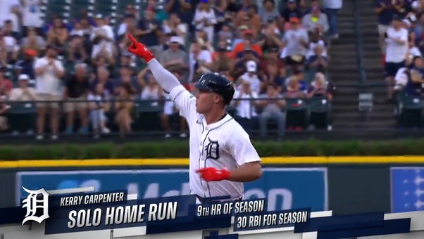 Tigers' Kerry Carpenter hits an opposite field home run in his return to the lineup vs. the Mariners