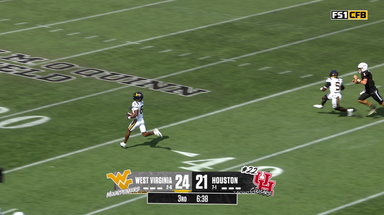 West Virginia's Jordan Scruggs returns 80-yard pick-six to extend lead over Houston