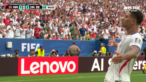 England’s Jude Bellingham scores extra-time goal for brace vs Norway | 2026 FIFA World Cup™