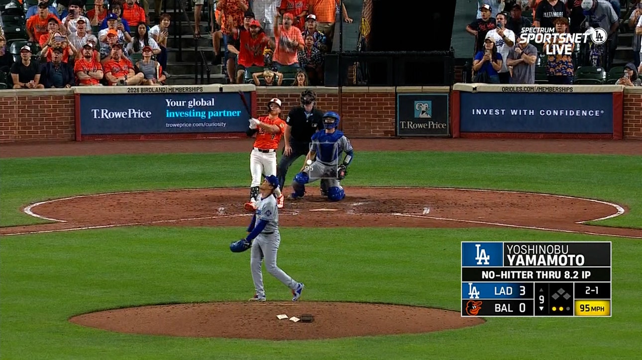 Orioles' Jackson Holliday breaks up Dodgers pitcher Yoshinobu Yamamoto's no-hitter with home run in ninth inning