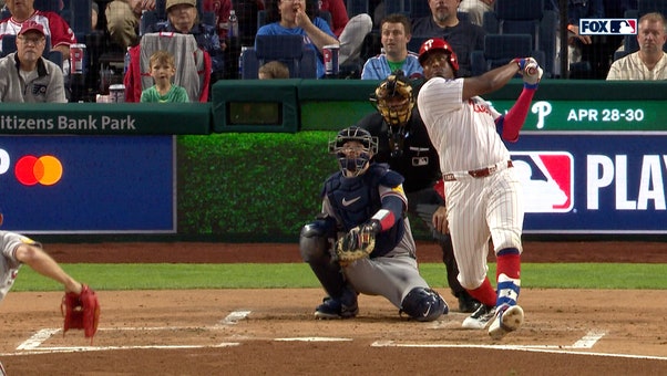 Phillies’ Felix Reyes hits home run in his first career MLB at-bat