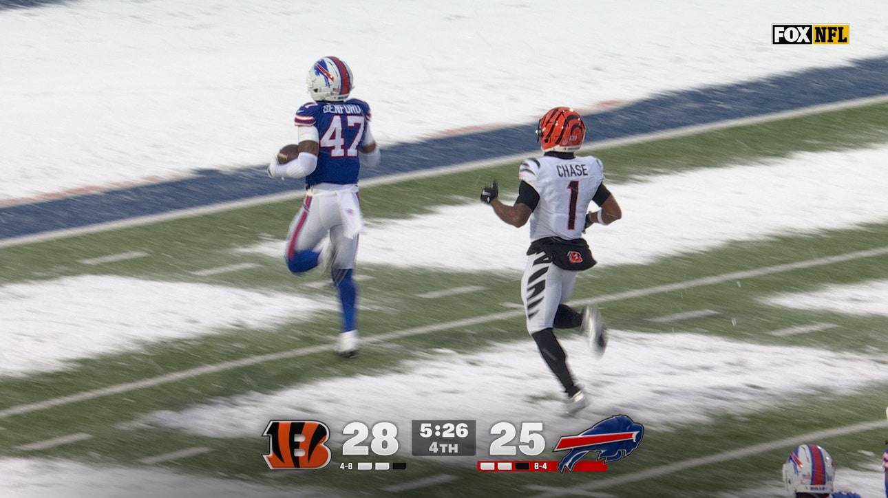 Christian Benford intercepts Joe Burrow and returns it 63 yards for TD, giving Bills lead over Bengals | NFL Highlights
