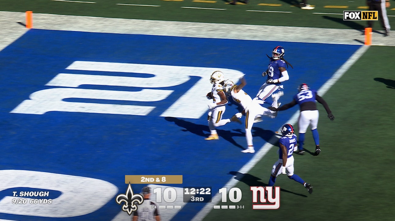 Tyler Shough finds Alvin Kamara for 31-yard TD, extending Saints' lead vs Giants | NFL Highlights