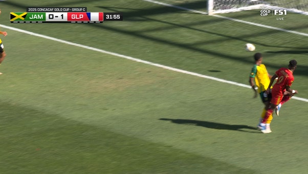 Thierry Ambrose delivers strike into back of the net, giving Guadeloupe 1-0 lead over Jamaica