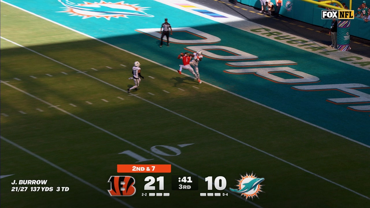 Ja'Marr Chase makes RIDICULOUS catch for 45-yard TD, extending Bengals' lead over Dolphins | NFL Highlights