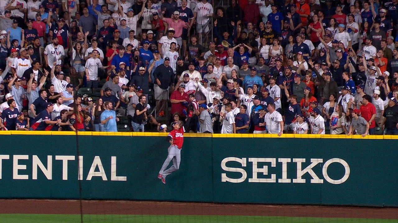 Great Britain’s Trayce Thompson ROBS Will Smith of a Home Run to preserve lead vs. United States