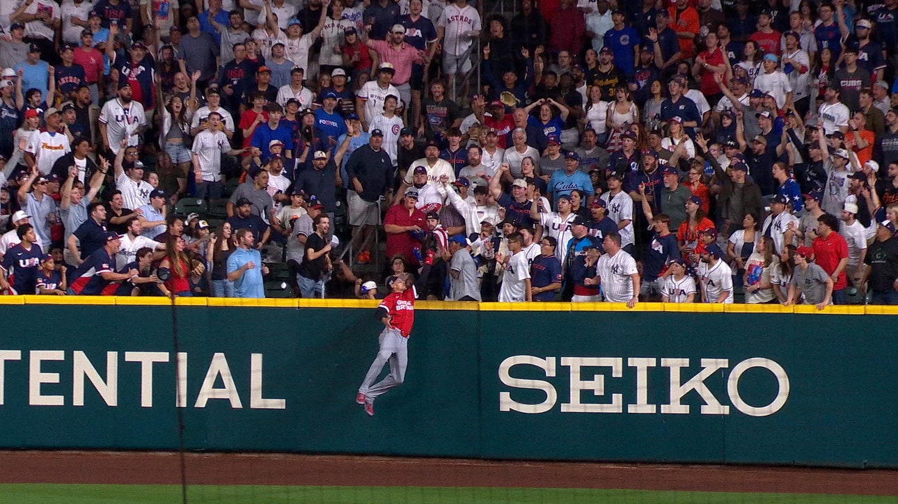 Great Britain’s Trayce Thompson ROBS Will Smith of a Home Run to preserve lead vs. United States