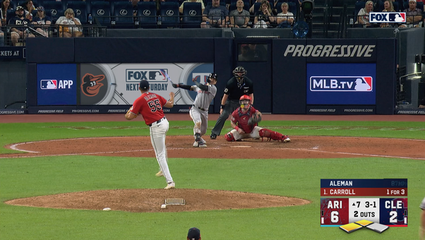 Corbin Carroll hits three-run home run to add on to Diamondback's lead vs Guardians