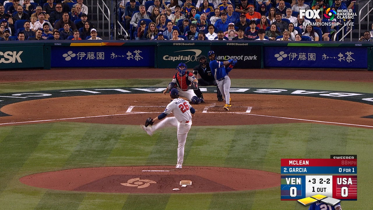 Venezuela’s Maikel Garcia hits sacrifice fly, driving in run, taking early lead over United States