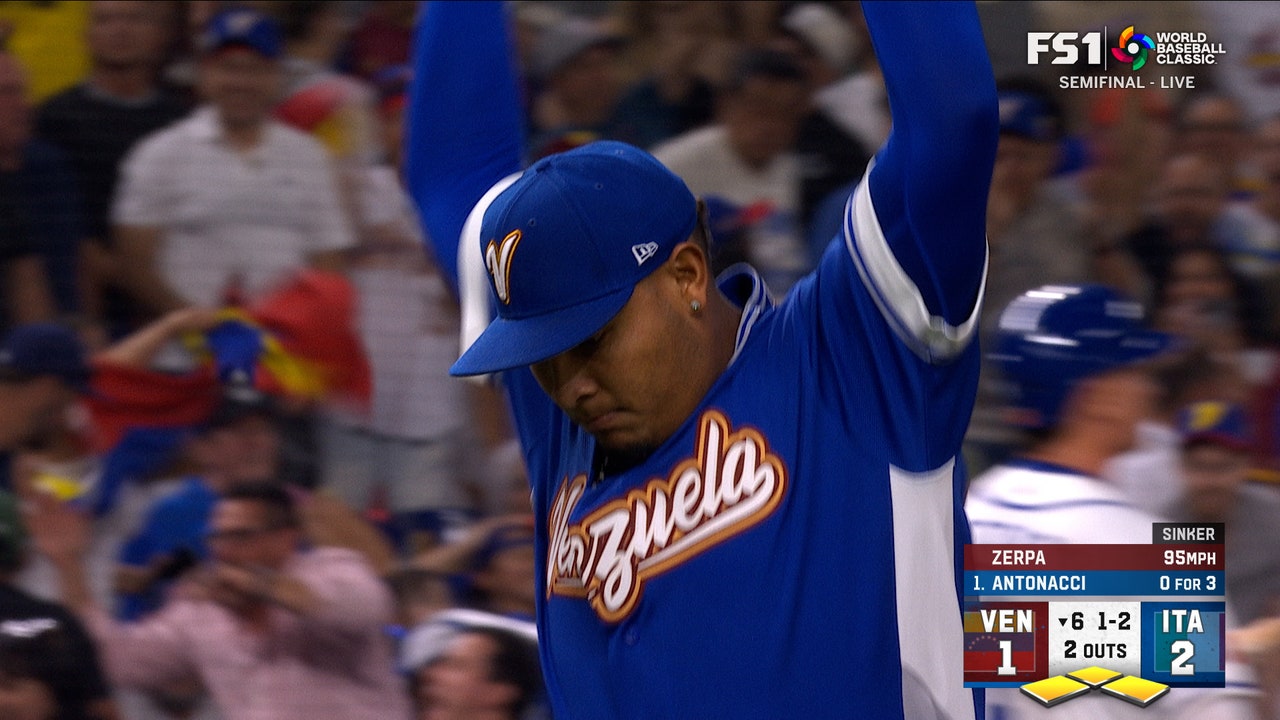 Venezuela's Angel Zerpa strikes out Sam Antonacci to escape bases-loaded jam against Italy