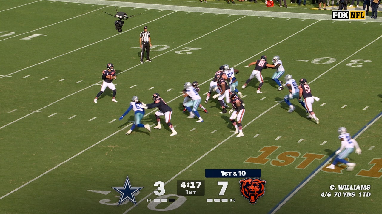 Caleb Williams converts 65-yard flea-flicker TD to Luther Burden III, extending Bears’ lead over Cowboys | NFL Highlights