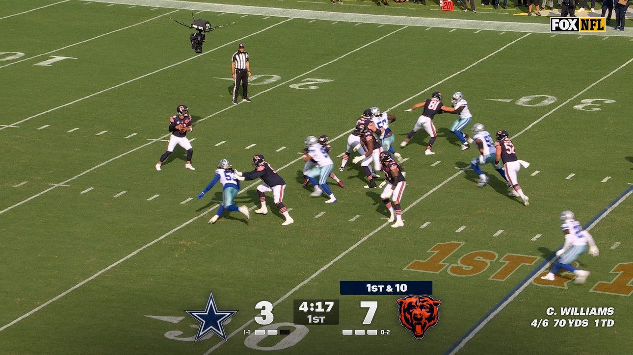 Caleb Williams converts 65-yard flea-flicker TD to Luther Burden III, extending Bears’ lead over Cowboys | NFL Highlights