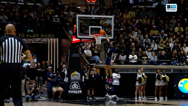 Penn State's Freddie Dilione V hammers fastbreak dunk off steal vs. Purdue