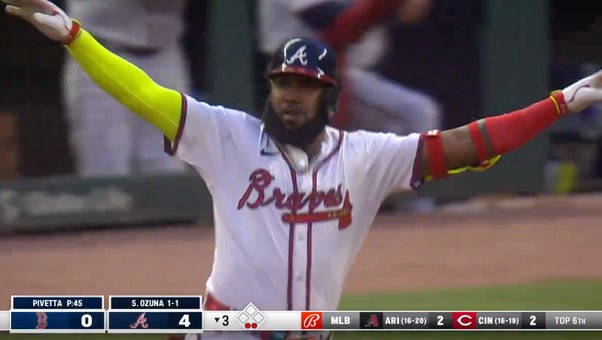 Braves' Marcell Ozuna tallies his second long ball of the night against the Red Sox, he now leads MLB with 12 home runs