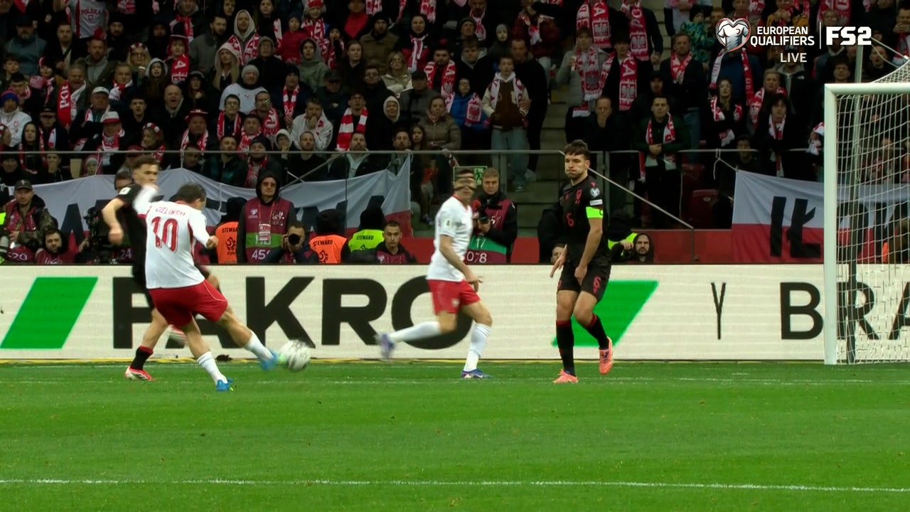 Piotr Zieliński finds the corner of the net from outside the box, helping Poland take 2-1 lead over Albania