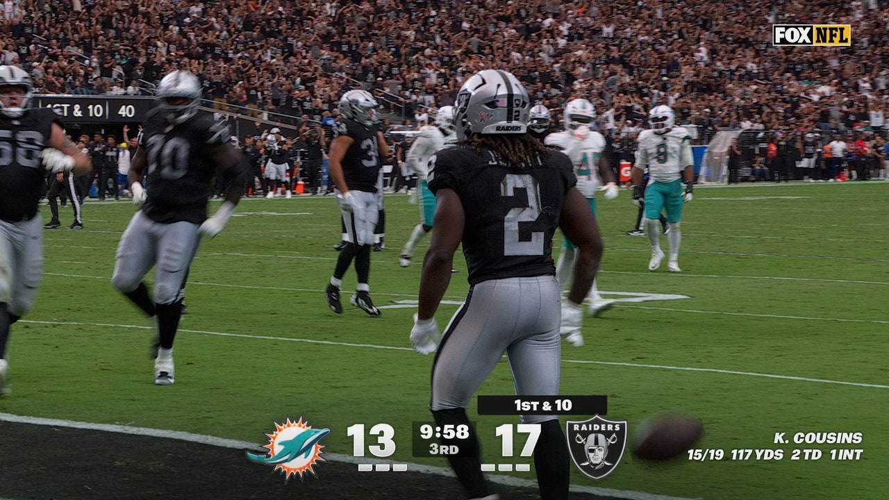 Kirk Cousins finds Ashton Jeanty for 2nd receiving TD of game, extending Raiders' lead vs Dolphins | NFL Highlights