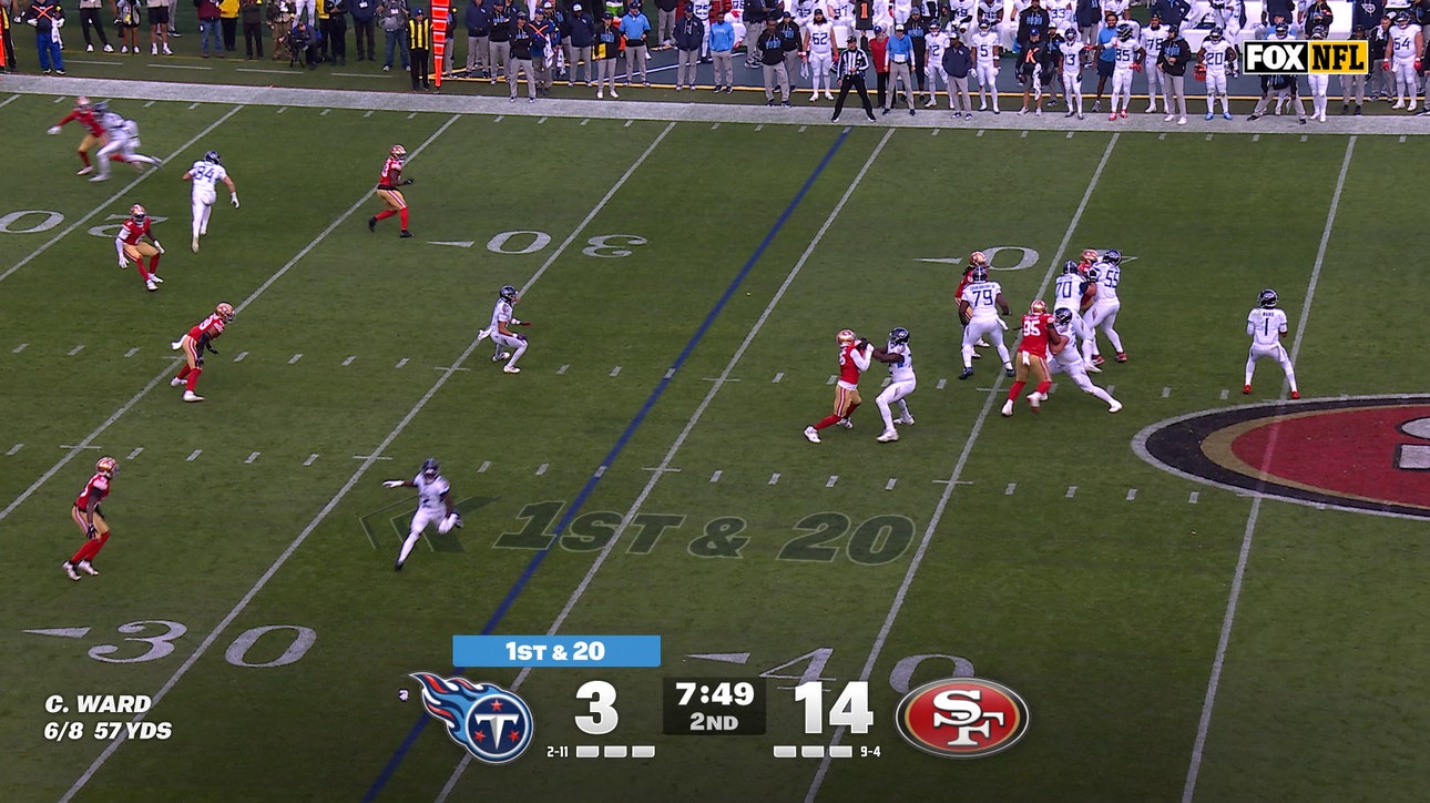 Titans' Cam Ward throws 34-yard TD to Gunnar Helm, trimming deficit against 49ers | NFL Highlights