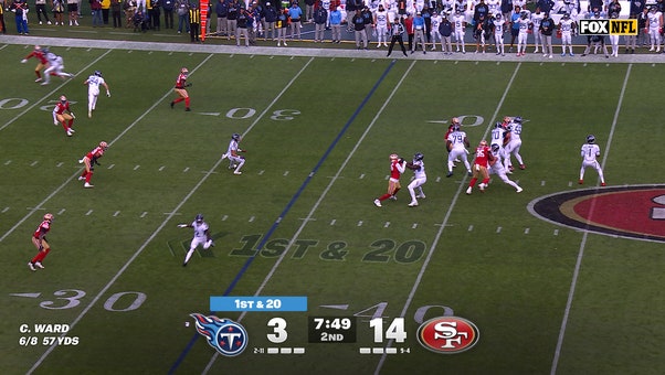Titans' Cam Ward throws 34-yard TD to Gunnar Helm, trimming deficit against 49ers | NFL Highlights