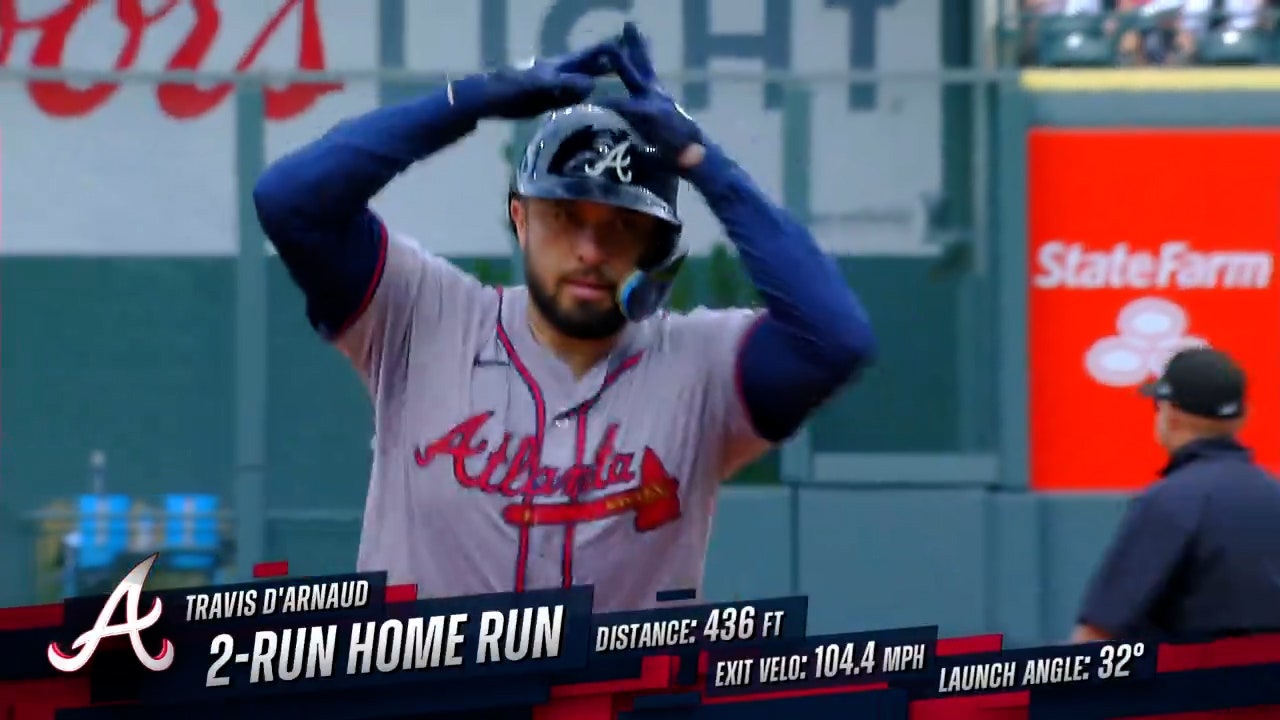 Travis d'Arnaud smashes a two-run blast to left field, extending the Braves' lead over the Rockies