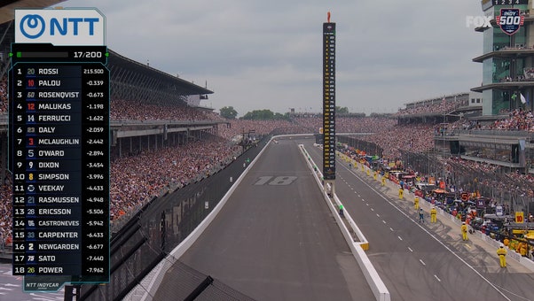 IndyCar drivers' tribute to Kyle Busch on Lap 18 of the Indy 500 