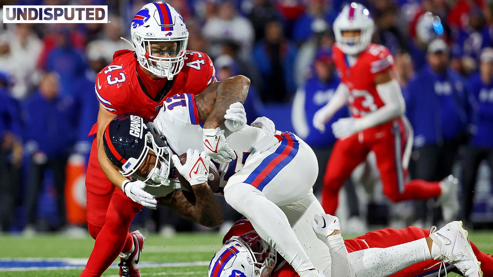 Skip Bayless, Michael Irvin and Richard Sherman react to the controversial no call at the conclusion of Bills' win over the Giants