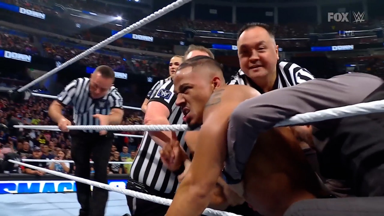 Carmelo Hayes and Andrade separated by WWE officials after match turns to brawl | WWE on FOX