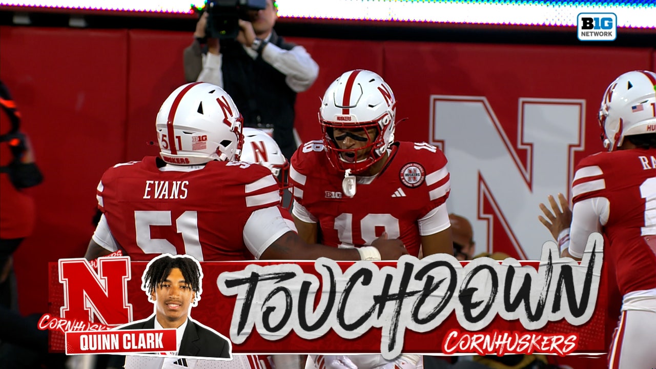 Dylan Raiola hits Quinn Clark for a 37-yard TD pass to increase the Nebraska lead over Akron