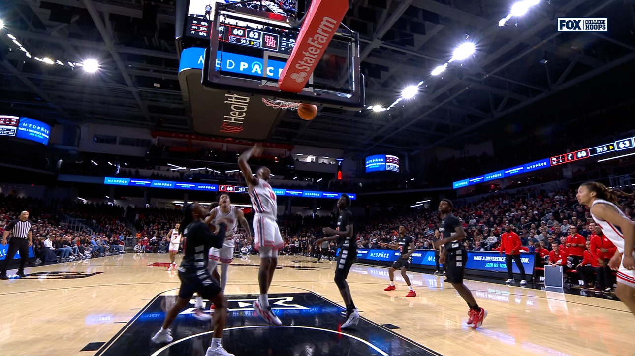 Houston's Joseph Tugler HAMMERS putback dunk to seal win over Cincinnati 