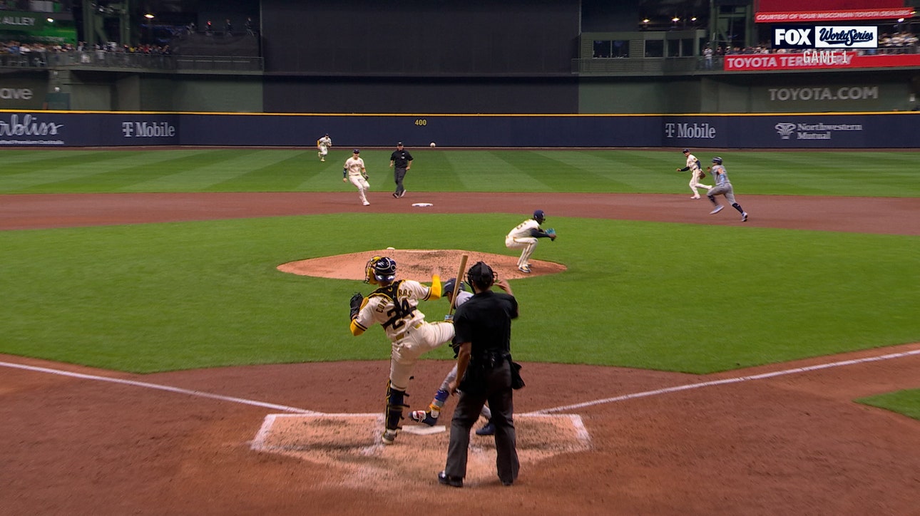 Brewers' Abner Uribe strikes out Chandler Simpson, William Contreras throws out Jonathan Aranda to complete double play