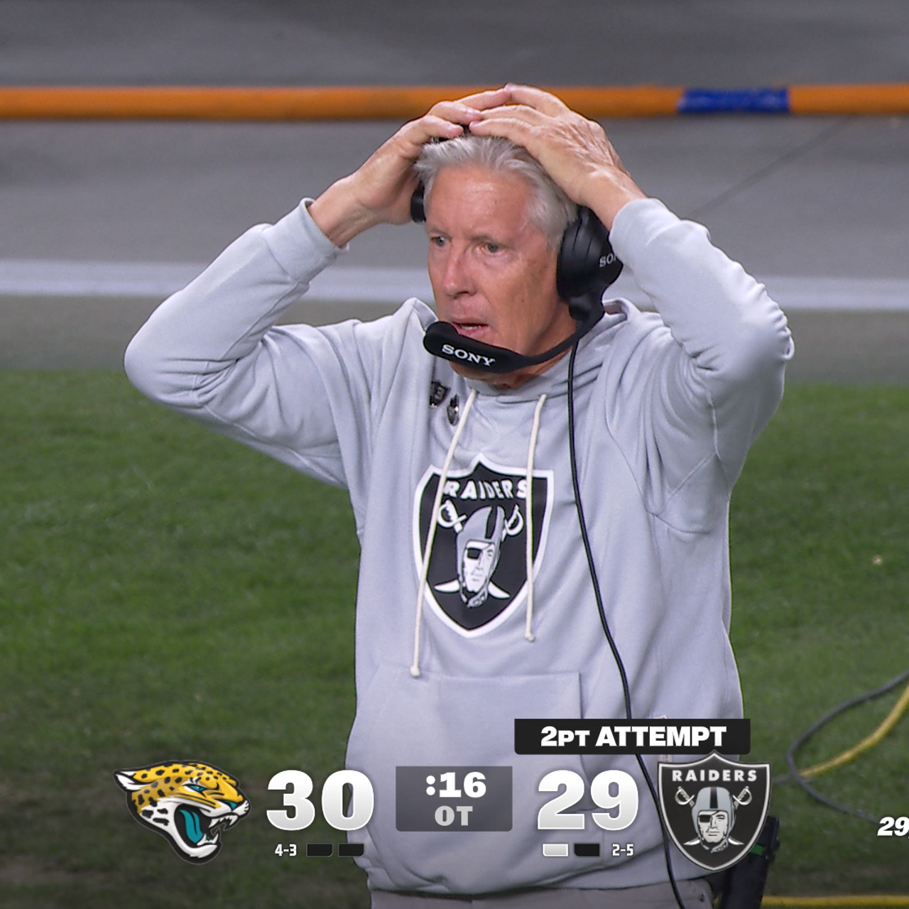 Image for Jaguars make defensive stand on Raiders two-point conversion to secure overtime victory