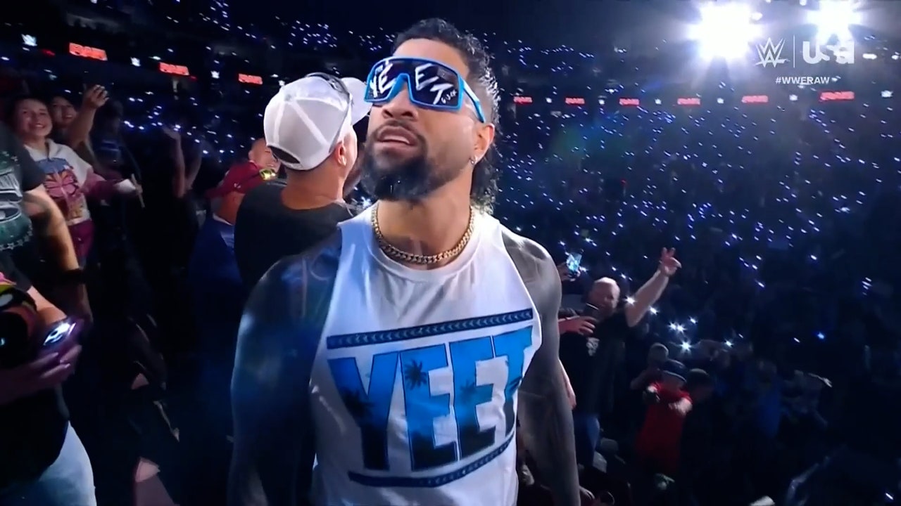 Jey Uso declares for Money in the Bank Ladder Match after entrance through crowd on Raw 