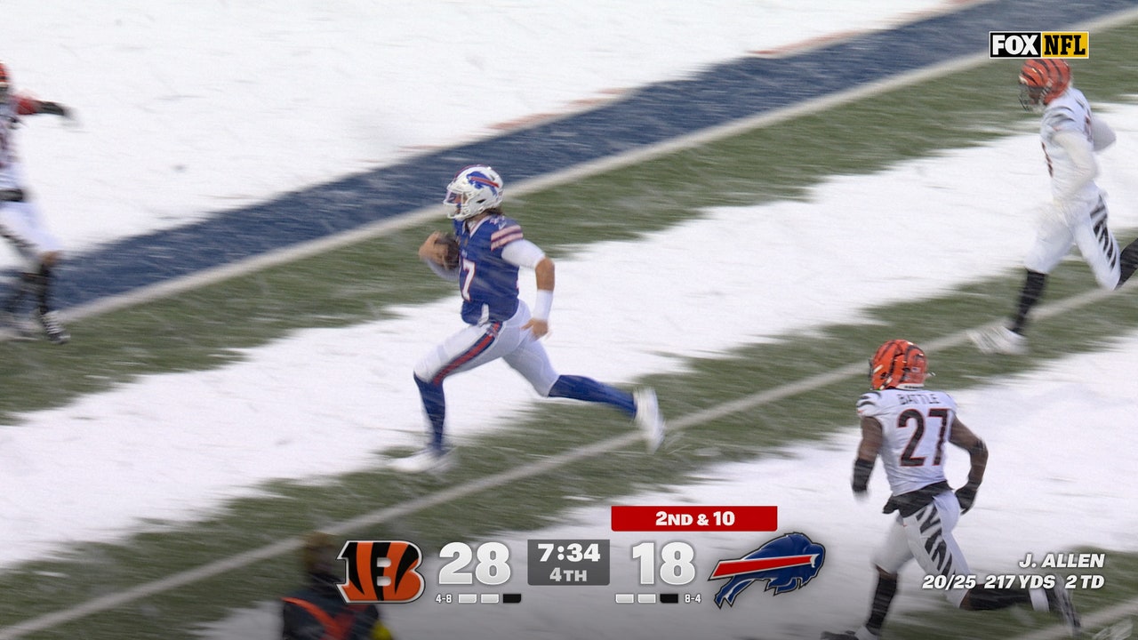 Josh Allen scrambles for 40-yard TD, cuttings Bill's deficit against Bengals | NFL Highlights