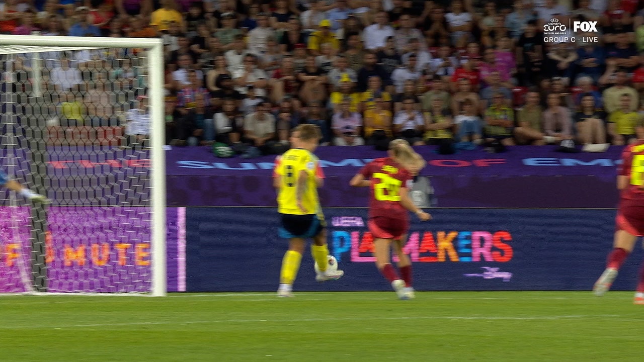Lina Hurtig finds the back of the net, extending Sweden's lead over Germany