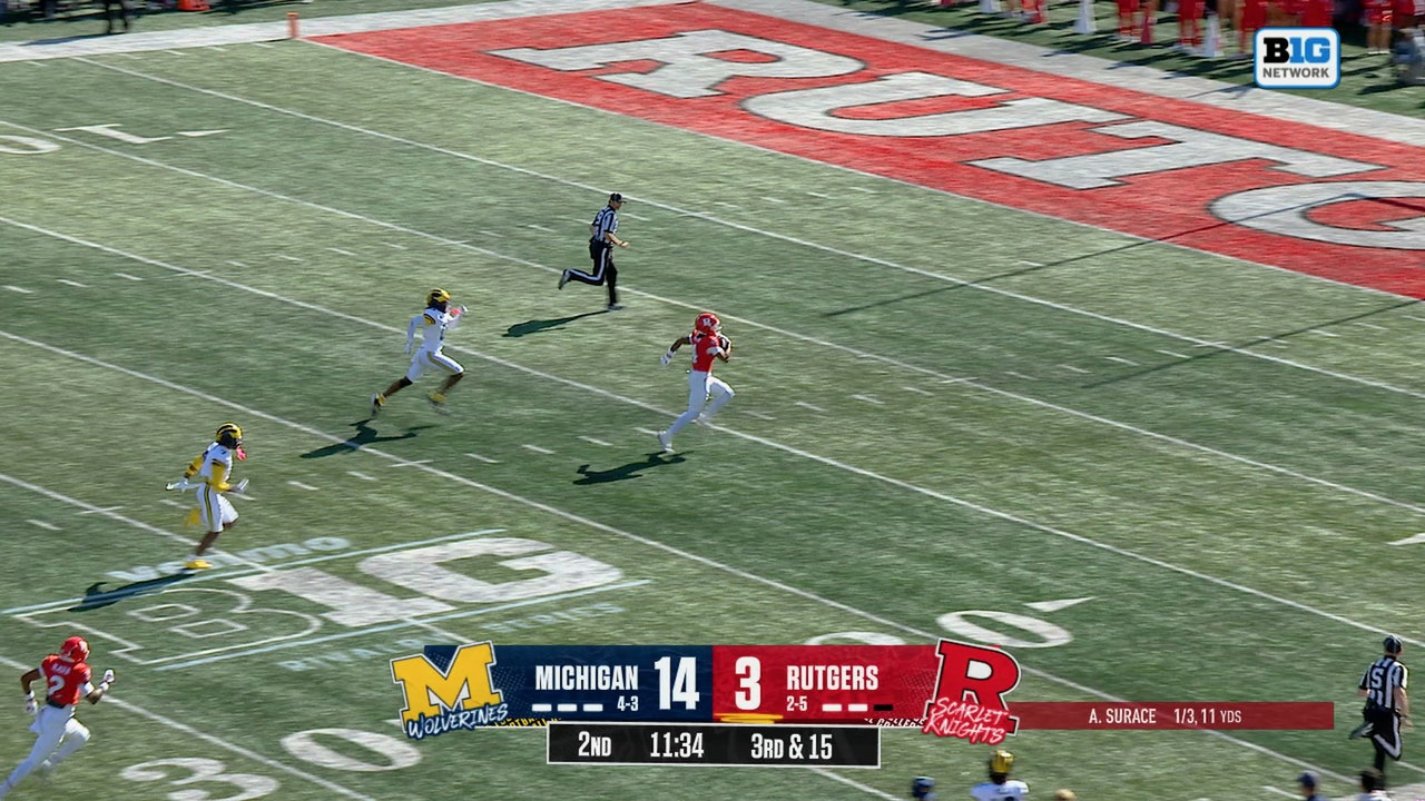 AJ Surace Connects With Jourdin Houston for 80-yard TD, Trimming Rutgers' Deficit vs Michigan